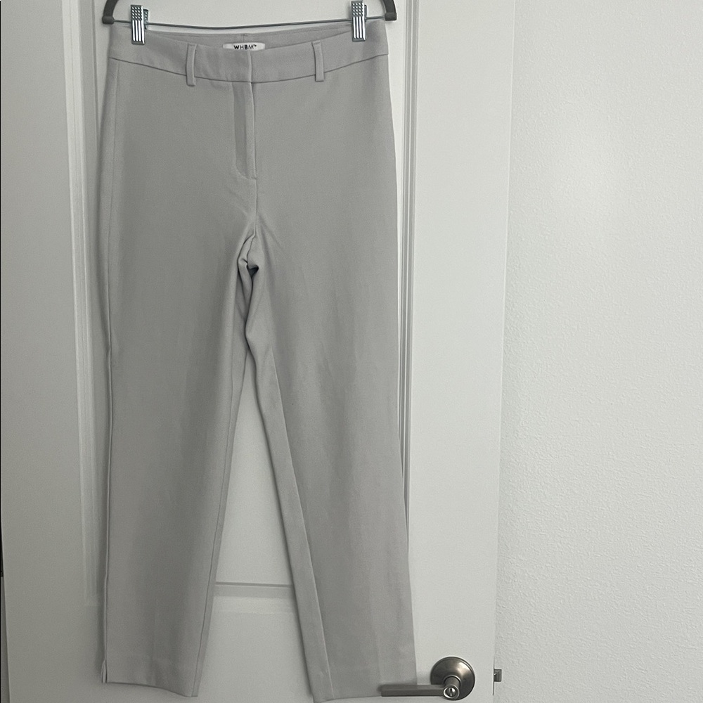 White House Black Market Light Gray Textured Slim Ankle Pant Sz 4